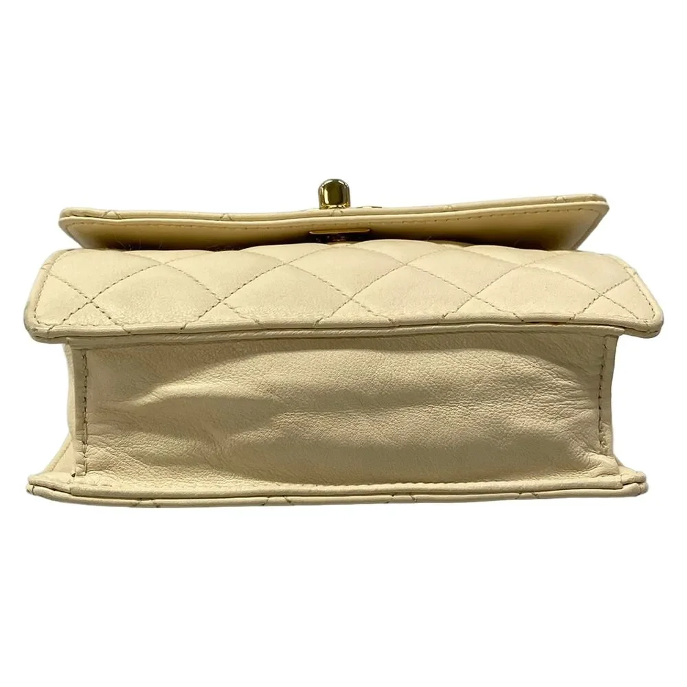 Chanel Matelasse Shoulder Bag Cream Gold